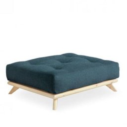Pouf SENZA pin naturel coloris bleu profond de 90 x 100 cm.