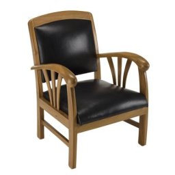 Fauteuil DAK en Cuir Noir et Teck Style Colonial