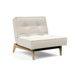 INNOVATION LIVING Fauteuil SPLITBACK EIK convertible lit 90*115 cm pieds chêne naturel tissu Bouclé Off White