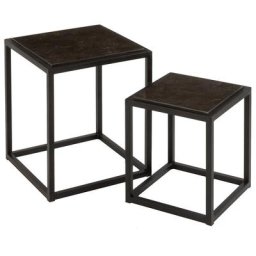 Set de 2 tables gigognes carrées basses GOJI métal noir