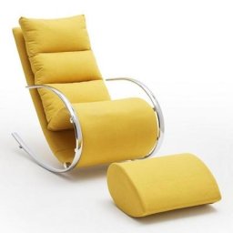Fauteuil relax YANIS tissu jaune pouf indépendant structure métal