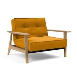 INNOVATION LIVING Fauteuil design SPLITBACK FREJ Elegance Burned Curry convertible lit 90*115 cm accoudoirs chêne clair