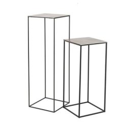 Set de 2 tables gigognes carrées NIZI en Aluminium Argent / Noir