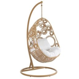 Fauteuil suspendu VANA en Aluminium et roseau beige