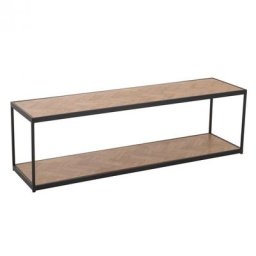 Table basse MOUNIE Motifs chevron naturel clair / Pieds métal noir