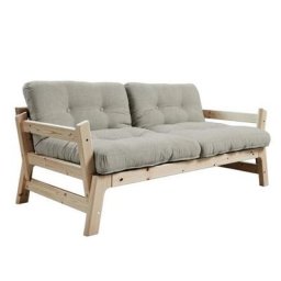 Banquette convertible futon STEP pin massif tissu lin couchage 70*200 cm.