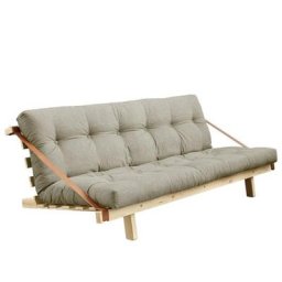 Banquette futon JUMP en pin massif tissu lin couchage 130 cm.