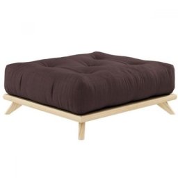 Pouf futon SENZA pin naturel coloris marron de 90 x 100 cm.