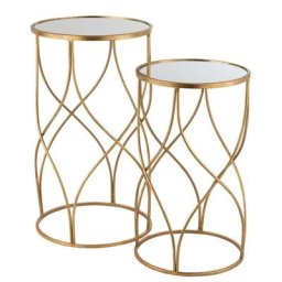 Set de 2 tables gigognes ronde design FELO en métal doré