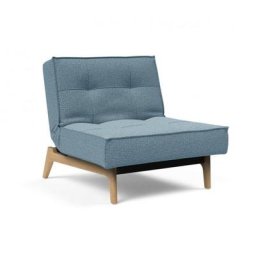 INNOVATION LIVING Fauteuil SPLITBACK EIK convertible lit 90*115 cm pieds chêne naturel tissu Mixed Dance Light Blue