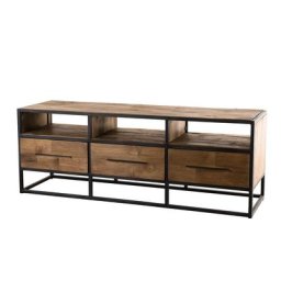Meuble TV industriel 3 Tiroirs SIXTINE en bois et métal