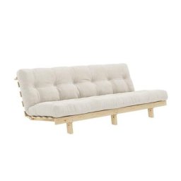 Banquette convertible futon LEAN pin coloris ivoire couchage 130*190 cm.