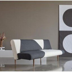 INNOVATION LIVING Canape lit design UNFURL convertible 200*120cm tissu Boucle Black Raven & Off White