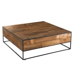 Table basse SIXTINE carré en bois et en métal