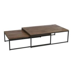 Set de 2 tables basses BAPITA bois marron / métal