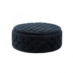 Pouf rond capitonné tendance DACIA Velours Anthracite