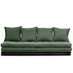 Banquette futon tatami CHICO vert olive couchage 2 x 70*200 cm.
