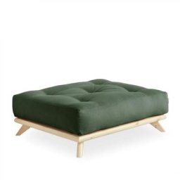 Pouf futon SENZA pin naturel coloris vert olive de 90 x 100 cm.
