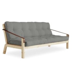 Banquette futon POETRY en pin massif coloris grey couchage 130 x 190 cm.