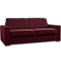 Canapé convertible 2-3 places EXCELLENCE 120 cm sommier lattes matelas MEMORY 18 cm inclus cuir vachette bordeaux