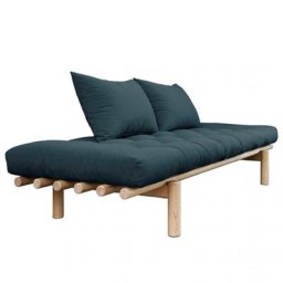 Méridienne futon PACE en pin coloris bleu pétrole couchage 75*200 cm.