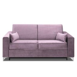 Canapé convertible express JACKSON 140cm sommier lattes cuir vachette parme matelas 16 cm