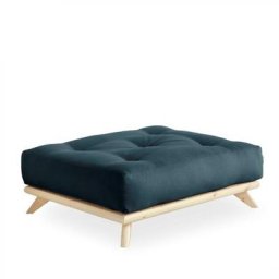 Pouf SENZA pin naturel coloris bleu pétrole de 90 x 100 cm.