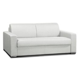 Canapé convertible 3- ALLURE matelas mémory 20cm lattes 160cm cuir vachette blanc cassé