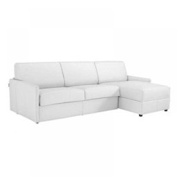 Canapé d'angle SUN convertible EXPRESS 160cm cuir vachette blanc cassé matelas épaisseur 16cm
