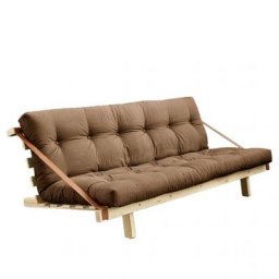 Banquette futon JUMP en pin massif coloris mocca couchage 130 cm.