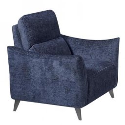 Fauteuil relaxation électrique design ATTITUDE tissu chenillé bleu nuit