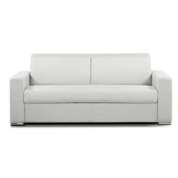 Canapé convertible 2-3 places SELECT matelas 16cm sommier lattes 120cm cuir vachette blanc cassé