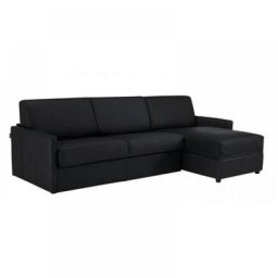 Canapé d'angle SUN convertible EXPRESS 160cm cuir vachette noir matelas épaisseur 16cm