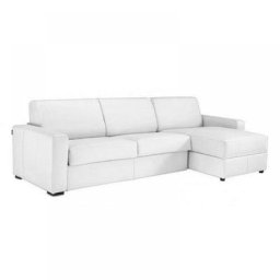 Canapé d'angle DREAMER convertible EXPRESS 140cm CUIR VACHETTE blanc cassé matelas 16 cm