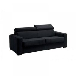 Canapé EXPRESS SIDNEY DELUXE 140 cm cuir vachette noir matelas 16 cm