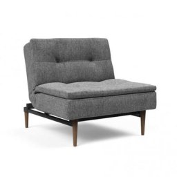 Fauteuil design DUBLEXO STYLETTO convertible lit 90*115 cm pieds chene fonce tissu Twist Charcoal