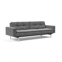 Canapé design DUBLEXO CHROME avec accoudoirs convertible lit 115*210 cm pieds chromés tissu Twist Charcoal