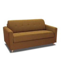 Canapé MEZZANO convertible EXPRESS matelas 16 cm sommier métal 140 cm tissu tweed jaune moutarde