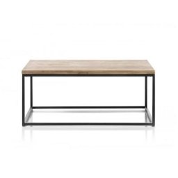 Table basse industrielle rectangulaire 110 cm SACY en chene massif et métal