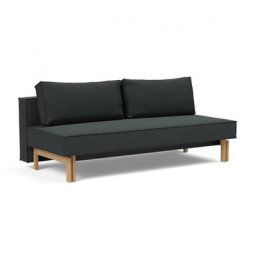 INNOVATION LIVING Canapé design SLY convertible lit 140*200 cm pieds bois chêne, tissu Boucle Black Raven