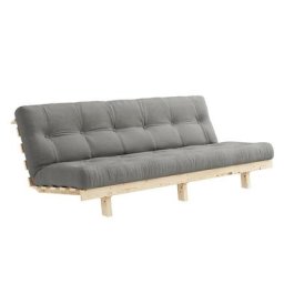 Banquette convertible futon LEAN pin coloris gris couchage 130*190 cm.