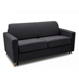 Canapé VIRGOLA convertible express matelas 16 cm sommier métal 140 cm Tissu Gris anthracite