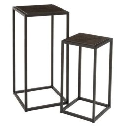 Set de 2 tables gigognes carrées hautes GOJI métal noir