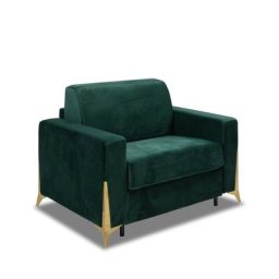 Fauteuil express CALYPSO convertible 70cm sommier lattes matelas épaisseur 16cm pieds dorés