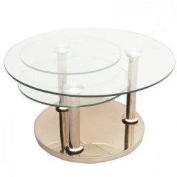 Table basse ROSE COOPER 3 plateaux en verre trempé et pied en acier CUIVRE