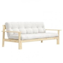 Canapé convertible futon UNWIND pin naturel coloris naturel couchage 130 x 190 cm.