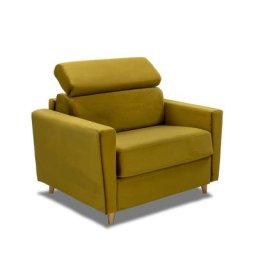 Fauteuil WAGRAM convertible express matelas 16 cm sommier lattes 70 cm têtières ajustables