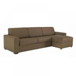 Canapé d'angle DREAMER convertible EXPRESS 120cm CUIR VACHETTE taupe matelas 16 cm