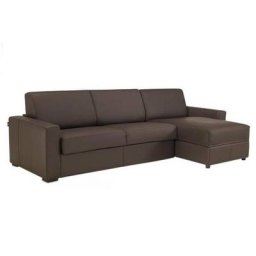 Canapé d'angle DREAMER convertible EXPRESS 120cm, polyuréthane marron,. matelas 16 cm