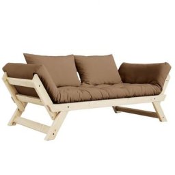 Banquette méridienne futon BEBOP pin naturel coloris mocca couchage 75*200 cm.